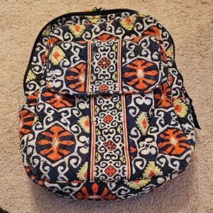 Vera Bradley Navy and Orange Patterned Backpack